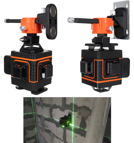 4D 16řádková plochá laserová vodováha – přesný 360° zelený laser + dálkové ovládání