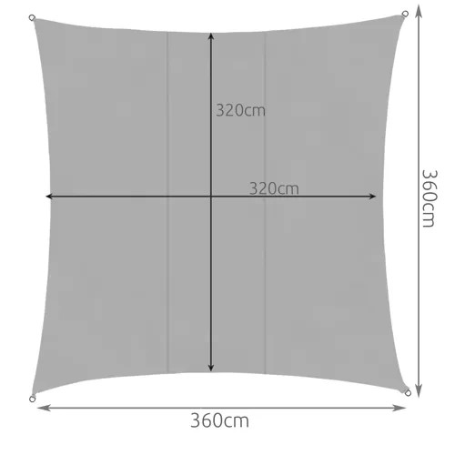 Stínová plachta 3,6x3,6m - šedá