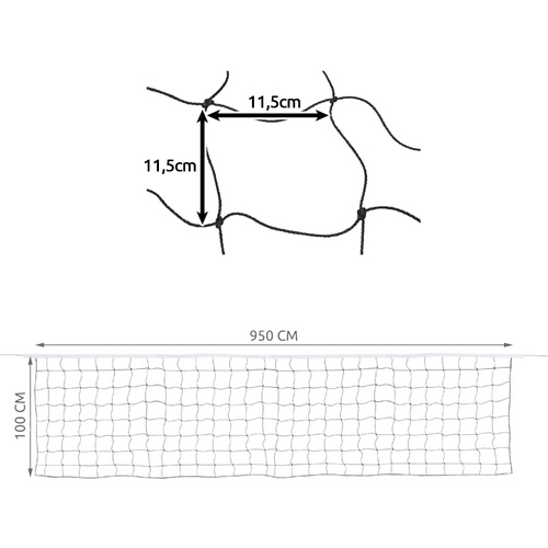 Síť na plážový volejbal a badminton 9,5x1m
