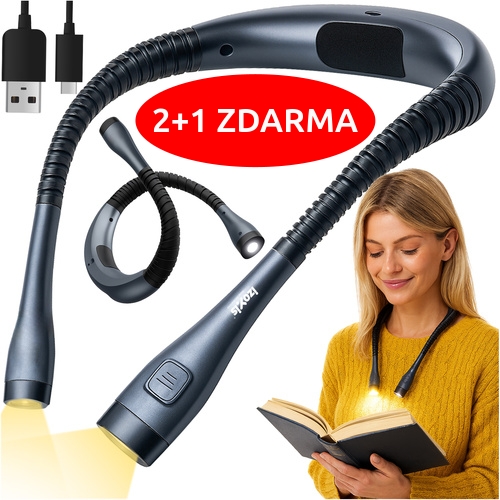 2+1 ZDARMA: Nákrční lampa na čtení - dobíjecí LED svítilna