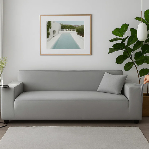 Elastický potah na pohovku (190 - 230 cm) - Světle šedý