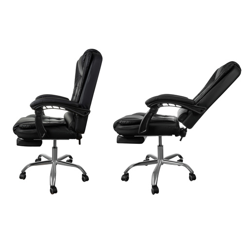 Otočná kancelářská židle COMFY s výsuvnou podnožkou - černá