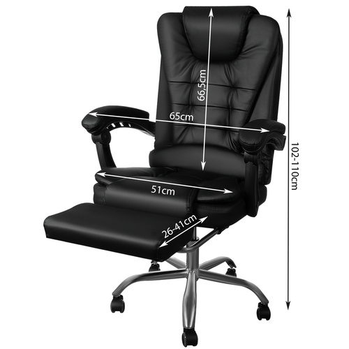 Otočná kancelářská židle COMFY s výsuvnou podnožkou - černá