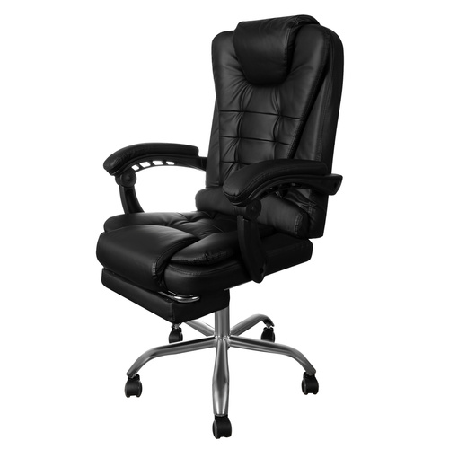 Otočná kancelářská židle COMFY s výsuvnou podnožkou - černá