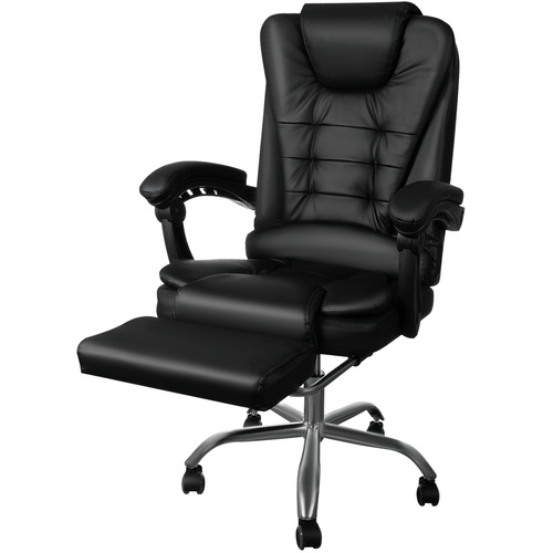 Otočná kancelářská židle COMFY s výsuvnou podnožkou - černá