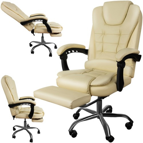 Otočná kancelářská židle COMFY s výsuvnou podnožkou - béžová