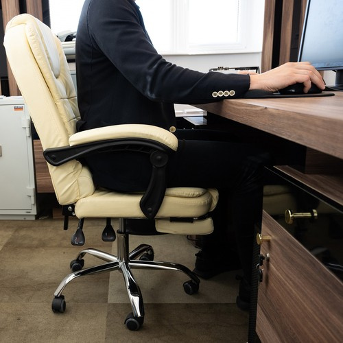 Otočná kancelářská židle COMFY s výsuvnou podnožkou - béžová