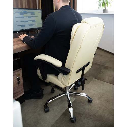 Otočná kancelářská židle COMFY s výsuvnou podnožkou - béžová