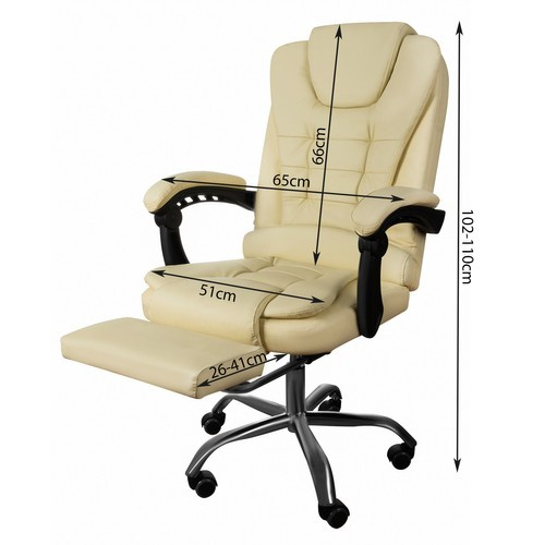 Otočná kancelářská židle COMFY s výsuvnou podnožkou - béžová