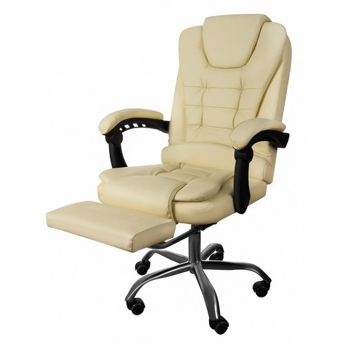 Otočná kancelářská židle COMFY s výsuvnou podnožkou - béžová
