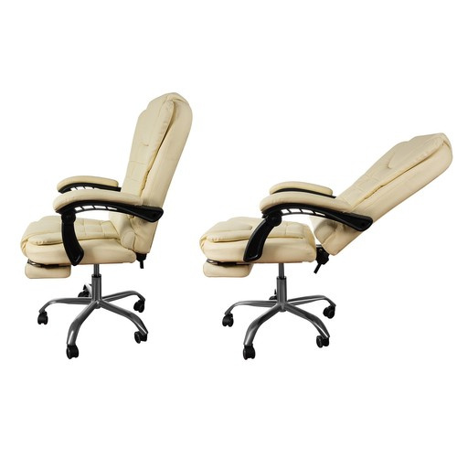 Otočná kancelářská židle COMFY s výsuvnou podnožkou - béžová