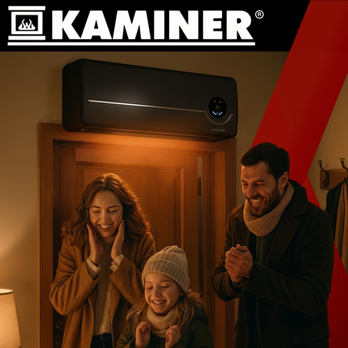 Vzduchová clona nad vstupní dveře s WiFi Kaminer AIRO 2000W (černá)