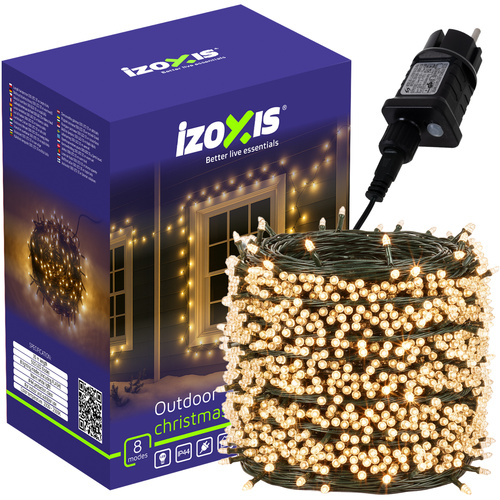 Vánoční osvětlení 500 LED - teplá bílá 35m, IP44, 8 režimů-