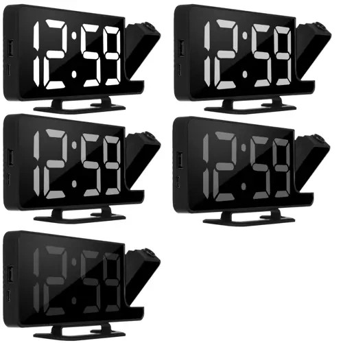 Budík LED s projektorem a zrcadlem 4v1 - Hodiny, alarm, zrcadlo, projekce 180°