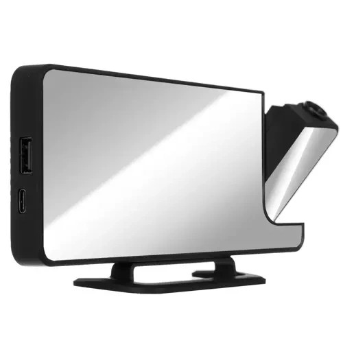 Budík LED s projektorem a zrcadlem 4v1 - Hodiny, alarm, zrcadlo, projekce 180°