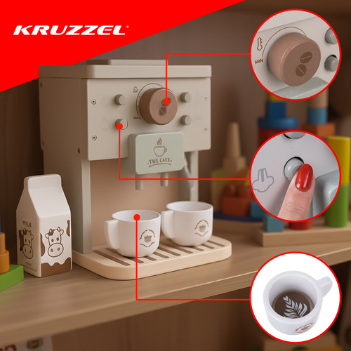 Dřevěný kávovar pro děti + příslušenství