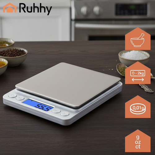 Přesná LCD kuchyňská váha do 2 kg se 2 miskami