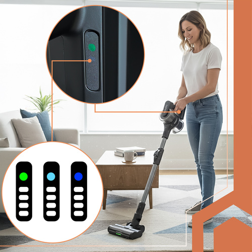 Bezdrátový tyčový vysavač LunPro 400W - 52 minut provozu, HEPA filtr, LED osvětlení