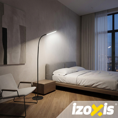 LED stojací lampa 180 cm – černá, moderní, dálkové ovládání, časovač