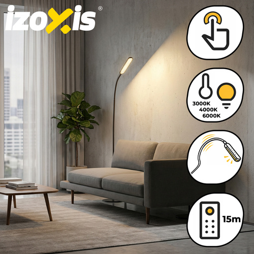 LED stojací lampa 180 cm – černá, moderní, dálkové ovládání, časovač