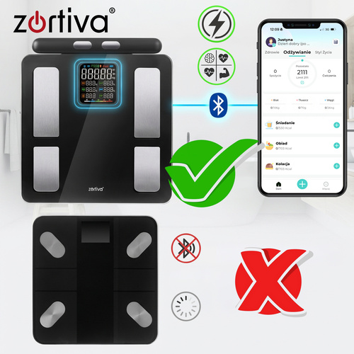 Analytická koupelnová váha ZORTIVA Smart Premium – měření BMI, tuku, svalů, aplikace