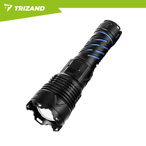 LED taktická svítilna TRIZAND 1500 lm – dobíjecí 5000 mAh, USB-C, zoom, vodotěsná