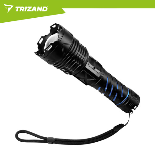 LED taktická svítilna TRIZAND 1500 lm – dobíjecí 5000 mAh, USB-C, zoom, vodotěsná