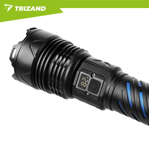 LED taktická svítilna TRIZAND 1500 lm – dobíjecí 5000 mAh, USB-C, zoom, vodotěsná
