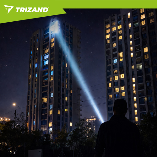 LED taktická svítilna TRIZAND 1500 lm – dobíjecí 5000 mAh, USB-C, zoom, vodotěsná
