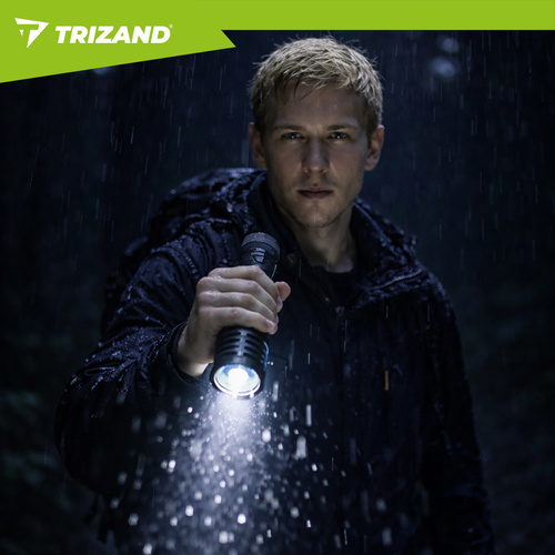 LED taktická svítilna TRIZAND 1500 lm – dobíjecí 5000 mAh, USB-C, zoom, vodotěsná