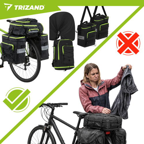 Voděodolná cyklistická brašna TRIZAND 65L – 3v1 batoh, taška, boční brašny