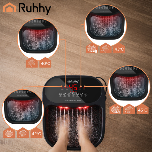 Masážní přístroj na nohy RUHHY SPA – vyhřívání 35-48°C, hydromasáž, vodní kaskáda, 550W