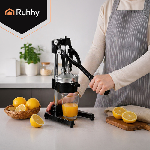Ruční robustní kovový odšťavňovač citrusů 40 cm – profesionální páková lis na šťávu