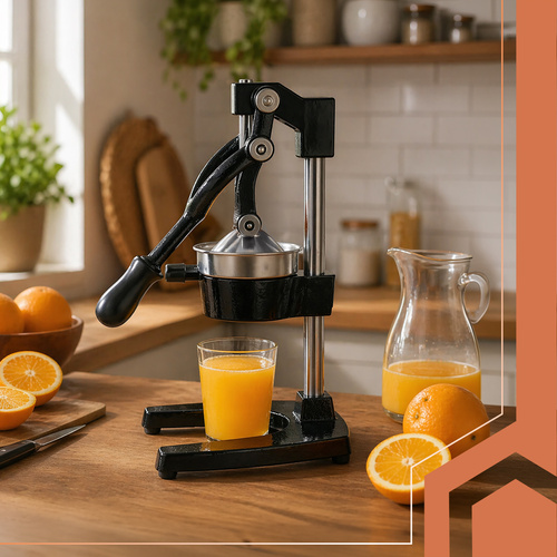 Ruční robustní kovový odšťavňovač citrusů 40 cm – profesionální páková lis na šťávu
