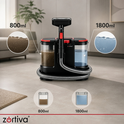 Mycí vysavač na čalounění a koberce 800W 17000 Pa – TPE tryska na chlupy, 2 nádrže