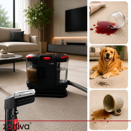 Mycí vysavač na čalounění a koberce 800W 17000 Pa – TPE tryska na chlupy, 2 nádrže