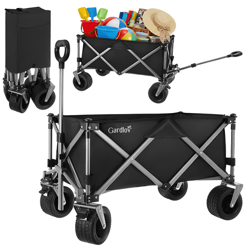 Skládací přepravní vozík 150 l – nosnost 200 kg, terénní kola, zahradní