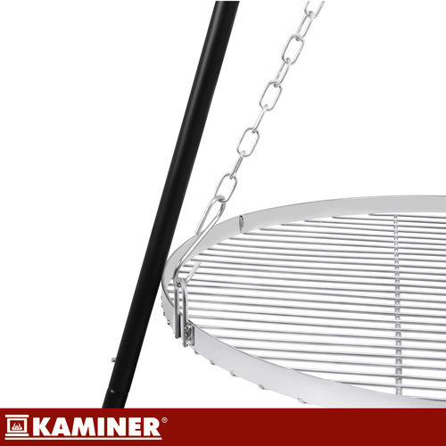 Trojnožkový zahradní gril 167 cm s ohništěm – nerezový rošt 58 cm, plynulé nastavení výšky