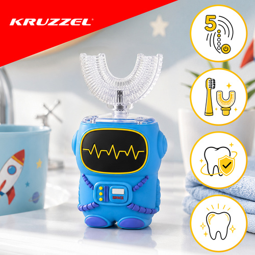 Sonický dětský zubní kartáček ve tvaru robota – 5 režimů