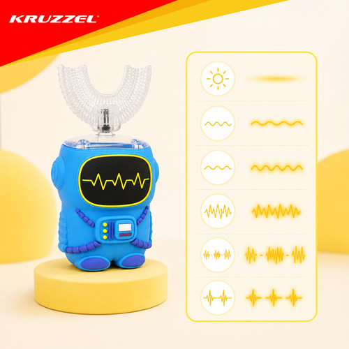 Sonický dětský zubní kartáček ve tvaru robota – 5 režimů