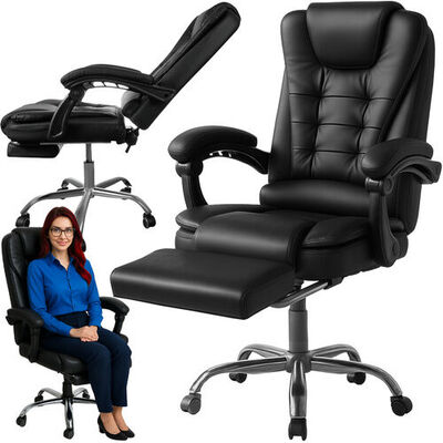 Otočná kancelářská židle COMFY s výsuvnou podnožkou - černá - Obrázek