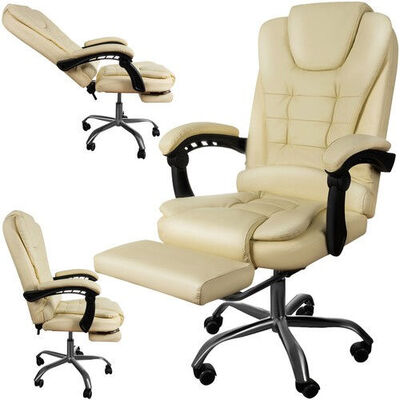 Otočná kancelářská židle COMFY s výsuvnou podnožkou - béžová - Obrázek
