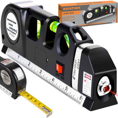 Laserová vodováha s integrovaným metrem 250cm - 3 libely - Obrázek