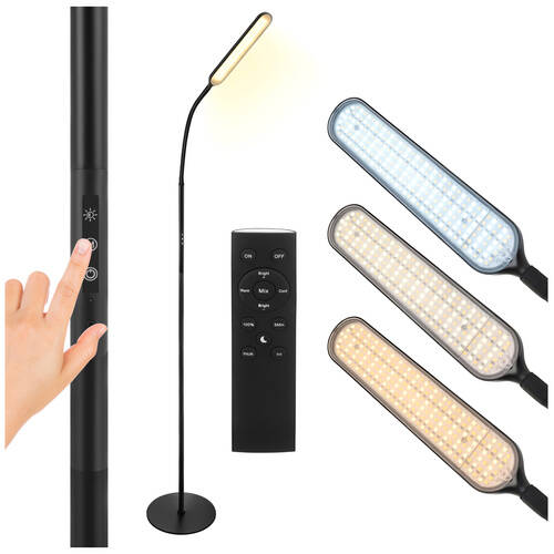 LED stojací lampa 180 cm – černá, moderní, dálkové ovládání, časovač - Obrázek