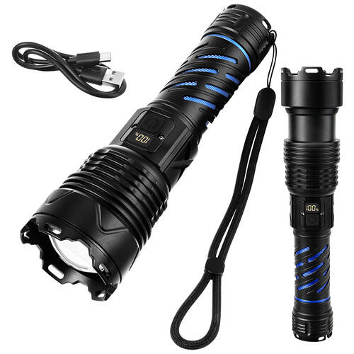 LED taktická svítilna TRIZAND 1500 lm – dobíjecí 5000 mAh, USB-C, zoom, vodotěsná - Obrázek